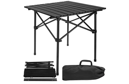 Skládací černý zahradní stůl – stůl na balkon, terasu