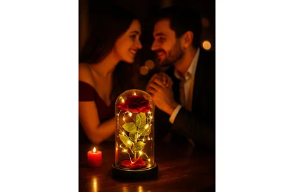 Věčná růže ve skle s LED osvětlením