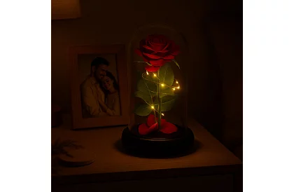 Věčná růže ve skle s LED osvětlením