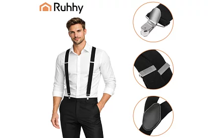 Pánské elastické kšandy – černé šle široké 3,5 cm