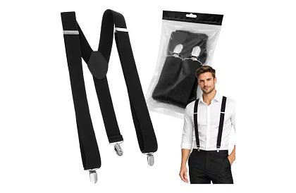 Pánské elastické kšandy – černé šle široké 3,5 cm