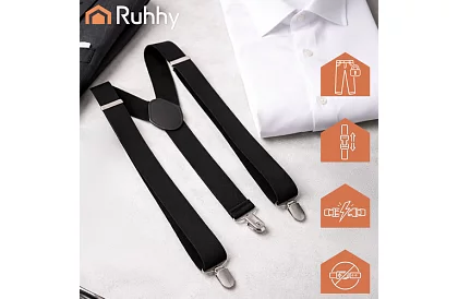 Pánské elastické kšandy – černé šle široké 3,5 cm