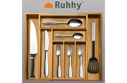 Bambusový organizér do šuplíků – nastavitelný příborník
