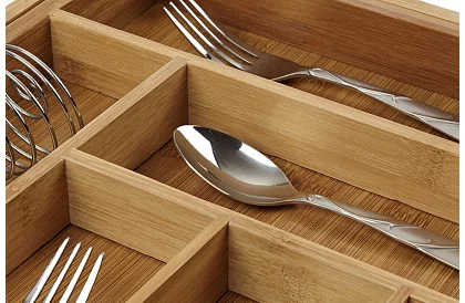 Bambusový organizér do šuplíků – nastavitelný příborník