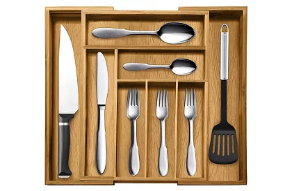 Bambusový organizér do šuplíků – nastavitelný příborník