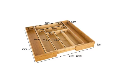 Bambusový organizér do šuplíků – nastavitelný příborník