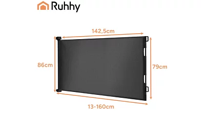 Výsuvná bezpečnostní roleta do dveří – šedá - 160 cm