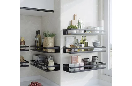 Koupelnová polička - černá - 50 cm