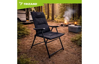 Skládací kempingová čalouněná židle 59x70x91 cm - černá