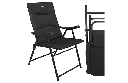 Skládací kempingová čalouněná židle 59x70x91 cm - černá