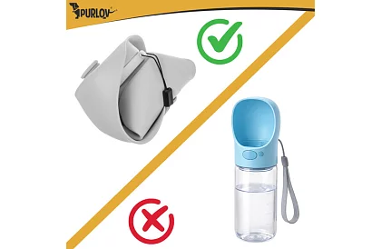 Skládací láhev s miskou - cestovní láhev na vodu 550 ml