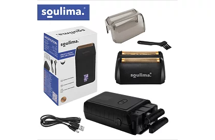 Holicí strojek na vousy s LED displejem - USB-C, 2 planžety, 2 břity, pouzdro