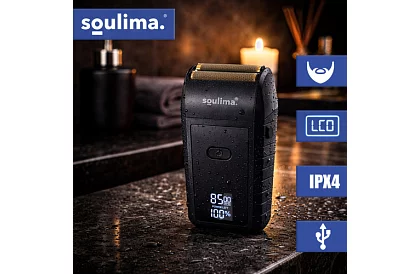 Holicí strojek na vousy s LED displejem - USB-C, 2 planžety, 2 břity, pouzdro