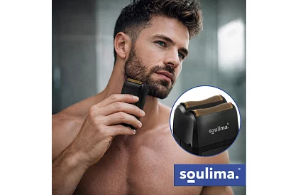 Holicí strojek na vousy s LED displejem - USB-C, 2 planžety, 2 břity, pouzdro