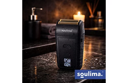 Holicí strojek na vousy s LED displejem - USB-C, 2 planžety, 2 břity, pouzdro