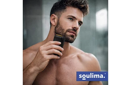 Holicí strojek na vousy s LED displejem - USB-C, 2 planžety, 2 břity, pouzdro