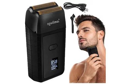 Holicí strojek na vousy s LED displejem - USB-C, 2 planžety, 2 břity, pouzdro