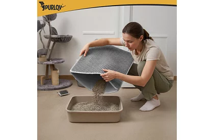 Podložka před kočičí toaletu zadržující nečistoty 75 x 55 cm - šedá