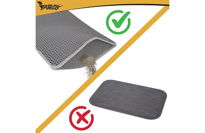 Podložka před kočičí toaletu zadržující nečistoty 75 x 55 cm - šedá