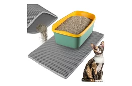 Podložka před kočičí toaletu zadržující nečistoty 75 x 55 cm - šedá