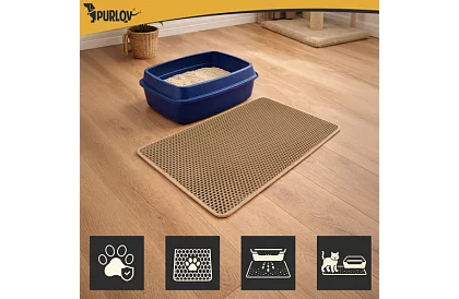 Podložka před kočičí toaletu zadržující nečistoty 75 x 55 cm – béžová