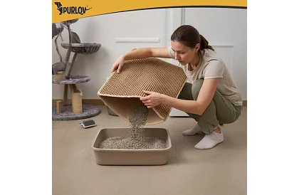 Podložka před kočičí toaletu zadržující nečistoty 75 x 55 cm – béžová