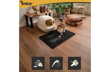 Podložka před kočičí toaletu zadržující nečistoty 75 x 55 cm - černá