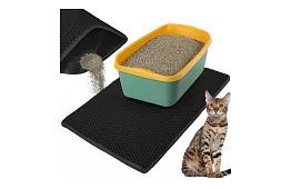 Podložka před kočičí toaletu zadržující nečistoty 75 x 55 cm - černá