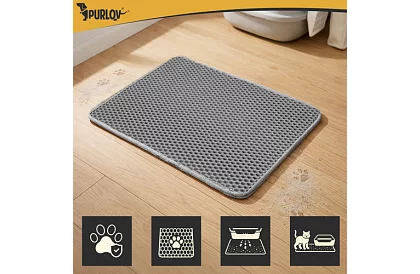 Podložka před kočičí toaletu zadržující nečistoty 60 x 45 cm – šedá