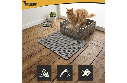 Podložka před kočičí toaletu zadržující nečistoty 60 x 45 cm – šedá