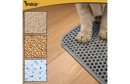 Podložka před kočičí toaletu zadržující nečistoty 60 x 45 cm – šedá