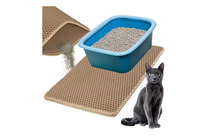 Podložka před kočičí toaletu zadržující nečistoty 60 x 45 cm – béžová