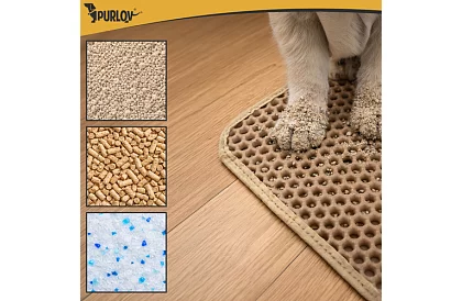 Podložka před kočičí toaletu zadržující nečistoty 60 x 45 cm – béžová