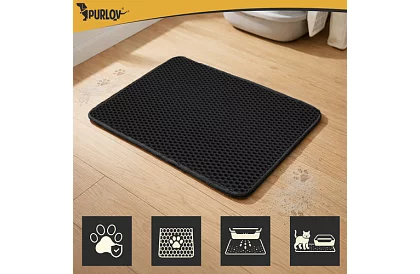 Podložka před kočičí toaletu zadržující nečistoty 60 x 45 cm – černá