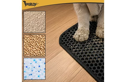 Podložka před kočičí toaletu zadržující nečistoty 60 x 45 cm – černá