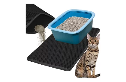 Podložka před kočičí toaletu zadržující nečistoty 60 x 45 cm – černá