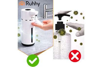 Bezdotykový automatický LCD dávkovač mýdla 420 ml - bílý