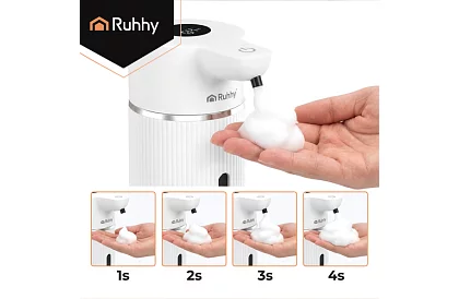 Bezdotykový automatický LCD dávkovač mýdla 420 ml - bílý