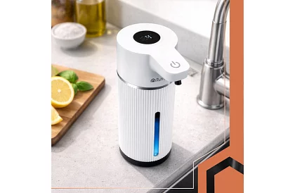 Bezdotykový automatický LCD dávkovač mýdla 420 ml - bílý