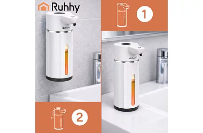 Bezdotykový automatický LCD dávkovač mýdla 420 ml - bílý