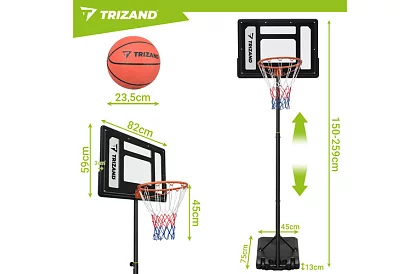 Basketbalový koš 150-259 cm + míč - nastavitelný, volně stojící