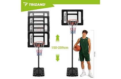 Basketbalový koš 150-259 cm + míč - nastavitelný, volně stojící