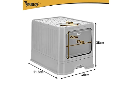 Uzavřená kočičí toaleta 50×36×38 cm se zásuvkou a lopatkou