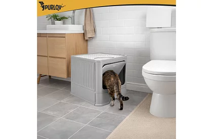 Uzavřená kočičí toaleta 50×36×38 cm se zásuvkou a lopatkou
