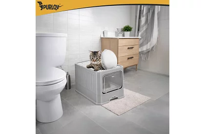 Uzavřená kočičí toaleta 50×36×38 cm se zásuvkou a lopatkou