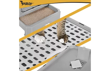 Uzavřená kočičí toaleta 50×36×38 cm se zásuvkou a lopatkou