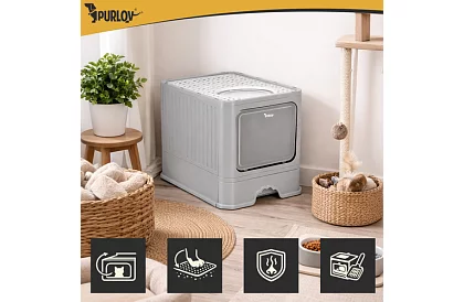 Uzavřená kočičí toaleta 50×36×38 cm se zásuvkou a lopatkou