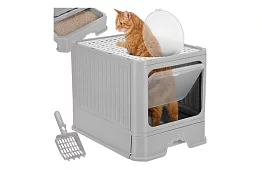 Uzavřená kočičí toaleta 50×36×38 cm se zásuvkou a lopatkou