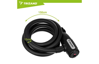 Ocelový zámek na kolo 150 cm, 12 mm silné lano