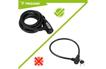 Ocelový zámek na kolo 150 cm, 12 mm silné lano